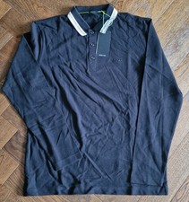 HUGO BOSS Męska plisowana kontrastowa koszulka polo z logo z bawełny piqué Rozmiar L na sprzedaż  Wysyłka do Poland