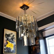 Candelabro grande século moderno pingente de teto vidro esfumaçado 7 lâmpadas década de 1980 comprar usado  Enviando para Brazil