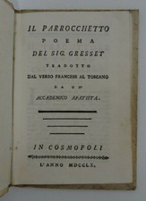Parrocchetto poema gresset usato  Firenze