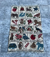 Tapete Aubusson estilo francês vintage feito à mão lã seda kilim alfabeto 84x57 cm comprar usado  Enviando para Brazil