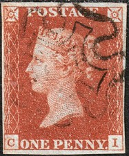 1841 SG8 BS31 1d CZERWONY BRĄZ TALERZ 42 BARDZO DROBNY UŻYWANY 4 MARGINESY KRZYŻ MALTAŃSKI (CI) na sprzedaż  Wysyłka do Poland