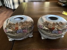Receptor de cabelo antigo (2) vaidade presente colecionável porcelana Nippon pesca lótus comprar usado  Enviando para Brazil