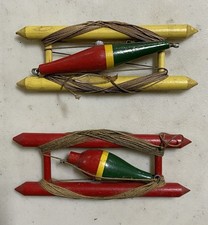 Carretel de pesca manual de madeira vintage com bobina de madeira (vermelho e amarelo) comprar usado  Enviando para Brazil