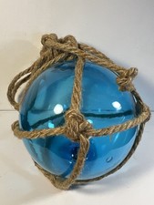 Antiga bóia flutuante de peixe de vidro japonesa decoração tiki azul água azul claro comprar usado  Enviando para Brazil