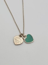 Usado, Pingente de coração duplo azul Tiffany Co 16” colar esterlina 100% autêntico comprar usado  Enviando para Brazil