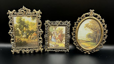 Lote De Colección De 3 Marcos De Cuadros De Seda Italianos Arte De Pared De Latón Diferentes Tamaños Y Forma segunda mano  Embacar hacia Mexico
