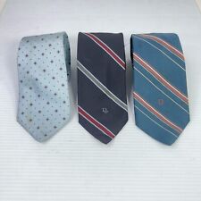 Lote de 3 gravatas Christian Dior corte moderno gravata de seda azul/preto/azul claro, usado comprar usado  Enviando para Brazil