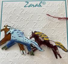 Broche de esmalte prata esterlina corrida cavalos selvagens ouro 24K vermiel Novo no original comprar usado  Enviando para Brazil