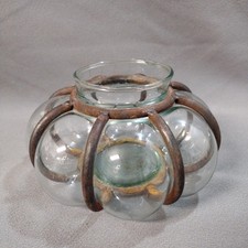 Vaso de abóbora de vidro enjaulado brutalista gaiola de metal votiva soprado à mão enferrujado vintage  comprar usado  Enviando para Brazil