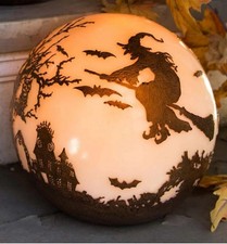 Lâmpada globo silhueta Halloween iluminada redonda morcegos bruxa decoração assombrada cemitério comprar usado  Enviando para Brazil