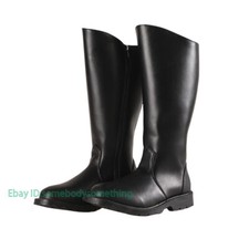 Botas de montar negras hasta la rodilla para hombre con cremallera lateral sintéticas cosplay zapatos militares segunda mano  Embacar hacia Mexico