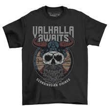 Camiseta Viking "Valhalla Awaits Scandinavia" - Camiseta Engraçada Mitologia Nórdica. Unissex comprar usado  Enviando para Brazil