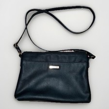 Bolsa tiracolo Tommy Hilfiger couro preto 10” x 7” bolsa retrô fivela vintage comprar usado  Enviando para Brazil