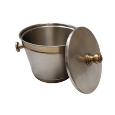 Balde de gelo Pottery Barn vintage vinho champanhe refrigerador e pincel tampa prata bronze, usado comprar usado  Enviando para Brazil