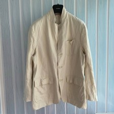 Blazer Vintage Polo By Ralph Lauren Masculino Casaco de Linho Marfim Gola Nehru Tamanho 44R comprar usado  Enviando para Brazil