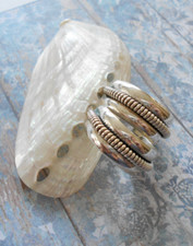 Usado, Brincos de argola vintage oxidados de prata esterlina com corda central RE31CC comprar usado  Enviando para Brazil