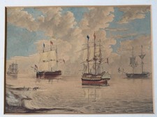 Antique watercolour naval for sale  LINCOLN