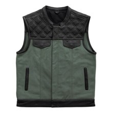 Colete Masculino de Couro Clube de Caça Várias Cores Moto Couro Colete de Lona Verde comprar usado  Enviando para Brazil