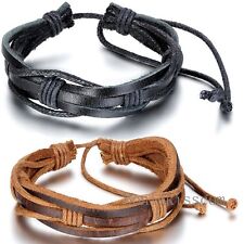 Punk Alça De Couro Trançado envoltório Cordão Pulseira Ajustável Pulseira Tribal Masculina Feminina, usado comprar usado  Enviando para Brazil