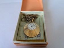 Pozłacany zegarek damski Slava wisiorek, działający radziecki zegarek na łańcuszku, złoty p na sprzedaż  PL