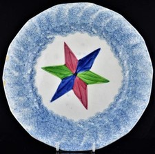 Blue spatterware plate19th for sale  Bangor