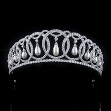 Luxo All CZ Zircônia Cúbica Clássica Rainha Elisabeth Tiara Coroa Feminina comprar usado  Enviando para Brazil