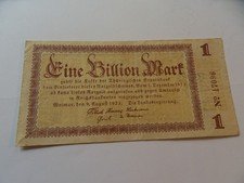 Notgeld billion thüringer gebraucht kaufen  Saalfeld/Saale