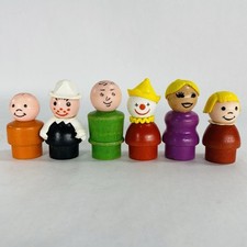 Usado, Lote de 6 Vintage Corpo de Madeira Fisher Price Little People Cabeças de Plástico Palhaço comprar usado  Enviando para Brazil