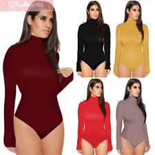 Macacão Bodycon feminino manga longa collant liso gola alta rolo tartaruga comprar usado  Enviando para Brazil