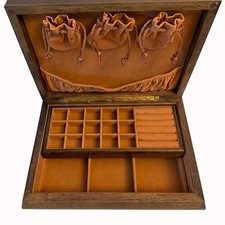 Caixa de joias de madeira MCM herança grão de madeira anos 70 organizador de cômoda forro de veludo, usado comprar usado Caixa de joias de madeira MCM herança grão de madeira anos 70 organizador de cômoda forro de veludo, usado comprar usado  Enviando para Brazil