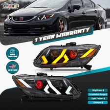 Par de faróis de LED conjunto para 2012-2015 Honda Civic lâmpada frontal com olhos demoníacos comprar usado  Enviando para Brazil
