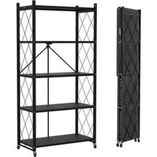 Rack de armazenamento resistente 3/4/5 camadas – prateleiras dobráveis rodas cozinha e garagem comprar usado  Enviando para Brazil