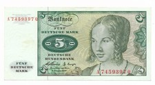 1960 Alemanha 5 Deutsche Mark P. 18 Sig. Blessing - Troeger gEF- nota aUnc, usado comprar usado  Enviando para Brazil