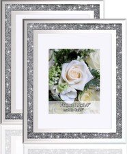 Moldura para foto diamante esmagado, vidro prata cristal tapete 11x14 para 8x10 pacote com 2 comprar usado  Enviando para Brazil