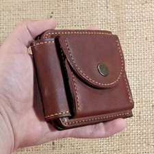 Carteira de couro com bolso para moedas. Feito apenas à mão. Dobrável. Personalizado. Itens originais., usado comprar usado  Enviando para Brazil