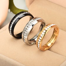 Anéis femininos de aço inoxidável CZ para presente de festa de casamento de noivado de menina 6 mm, usado comprar usado  Enviando para Brazil