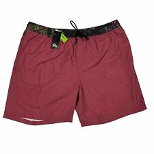 Usado, Bermuda de natação Quiksilver nova com etiquetas incrustada vôlei 17" tamanho 2XL W36" vermelha surf wear boardies comprar usado  Enviando para Brazil