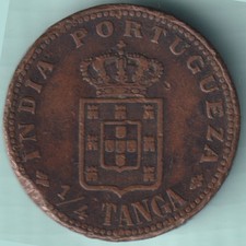 Tanga portuguesa índia goa carlos i 1/4 moeda de cobre rara comprar usado  Enviando para Brazil