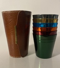 Usado, Conjunto de 6 copos anodizados vintage meados do século com estojo Peacock Ware Stokes Melbourne comprar usado  Enviando para Brazil