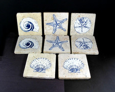 Tommy Bahama SEASHELL COASTER SE de 8 Pedras Travertino Azulejos Náuticos Oceano comprar usado  Enviando para Brazil