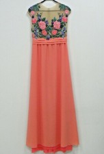 Vestido longo pêssego bordado com peônias cópia única feito à mão comprar usado  Enviando para Brazil