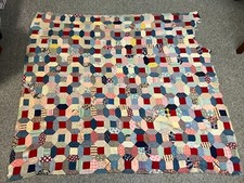 COLCHA DE RETALHOS VINTAGE ANTIGA ANGUSTIADA DÉCADA DE 1940 FEITA À MÃO DUPLA FACE 82X74 comprar usado  Enviando para Brazil