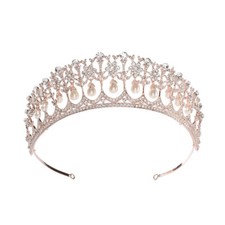 5cm de altura Cristal Pearl Rose Gold Casamento Festa Coroa Tiara de cerimônia de formatura comprar usado  Enviando para Brazil