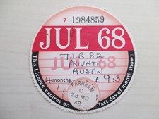 Tax disc 1968 for sale  SWANSEA