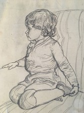 Usado, Bel Disegno Ritratto Bambino Ragazzo Poltrona Su Carta Matita Michel Rauly comprar usado  Enviando para Brazil