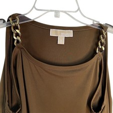 Blusa Michael Kors Feminina Verde S Corrente Dourada Acento Casual Top comprar usado  Enviando para Brazil