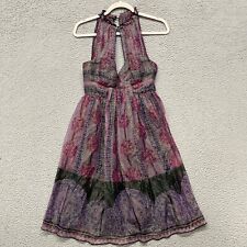 Vestido Anna Sui Feminino 6 Roxo Seda Metálico Gola Alta Geométrico Floral comprar usado  Enviando para Brazil