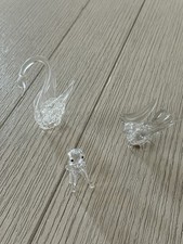 Lote de tres estatuillas de cristal vintage gato, cisne y pájaro flambroso. segunda mano  Embacar hacia Mexico
