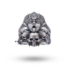Kali Deusa Power Caveiras 925 Sterling Silver Men Biker Rider Anel Presente De Aniversário comprar usado  Enviando para Brazil