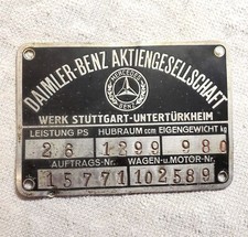 Placa de dados automática Mercedes Benz Daimler original modelo 130 W123 1934-36? MUITO RARO comprar usado  Enviando para Brazil